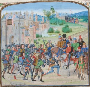 The arrival of Carles VI in Paris after the revolt of the Maillotins, a few days after that of La Harelle in Rouen.