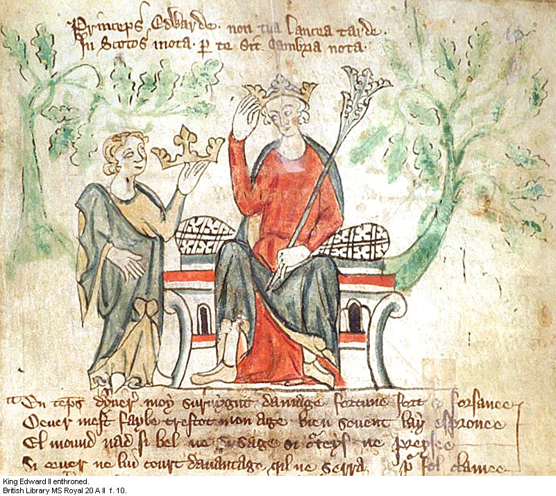 Edward II enthroned. MS Royal 20 A II, f.10.