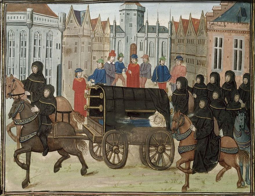 Funeral of Richard II from BL Royal 18 E II, f. 416v