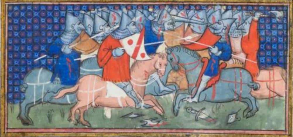 Battle of Nájera illustrated in the chronicle of Bertrand du Guesclin.