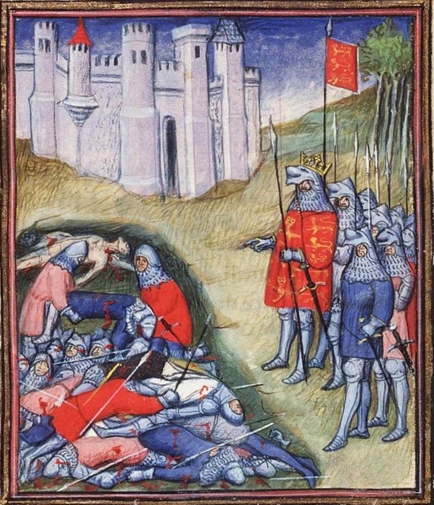 Edward III counting the dead at Crecy. From Froissart's Chronicle