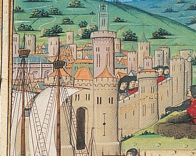 Harfleur depicted in a medieval chronicle.