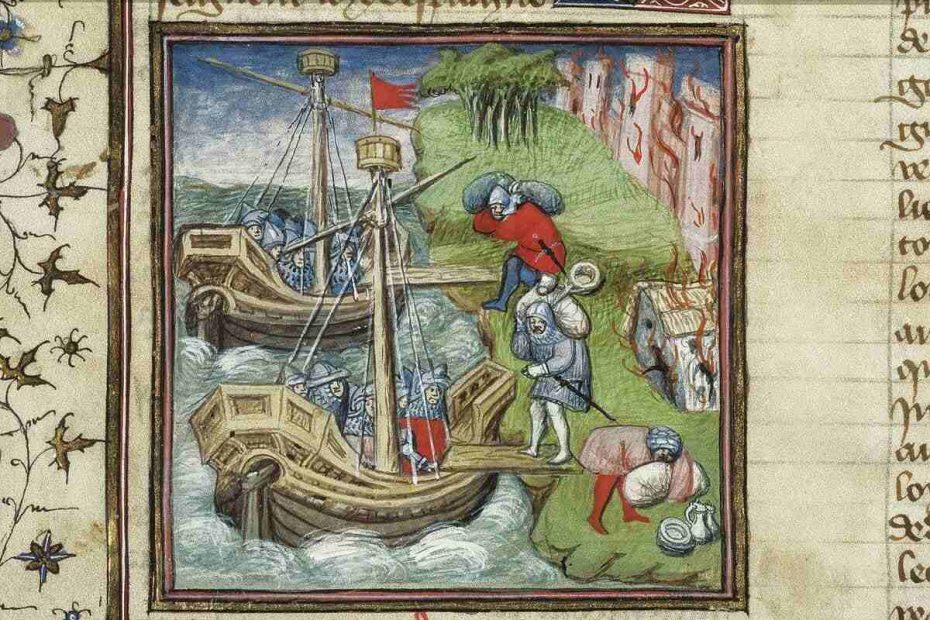 Medieval illustration of a sea raid